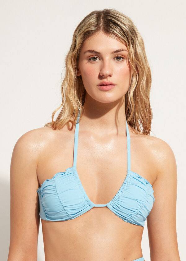 Calzedonia Drawstring Bandeau Islamorada Donna Top Bikini Blu | IT1711BC