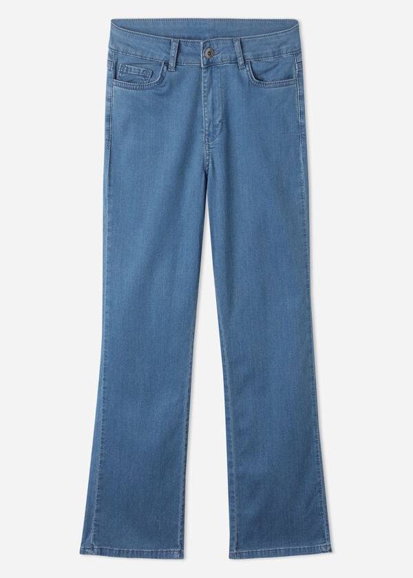 Calzedonia Eco Light Flared Cropped Denim Donna Jeans Blu | IT2570HK