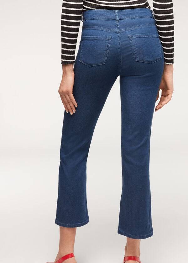 Calzedonia Eco Light Flared Cropped Denim Donna Jeans Blu Marino | IT2573DN