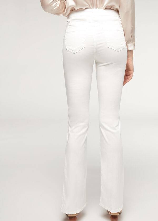 Calzedonia Eco Light Flared Denim Donna Jeans Bianche | IT2574SO