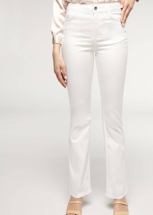 Calzedonia Eco Light Flared Denim Donna Jeans Bianche | IT2574SO