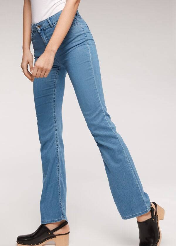 Calzedonia Eco Light Flared Denim Donna Jeans Blu | IT2576PQ