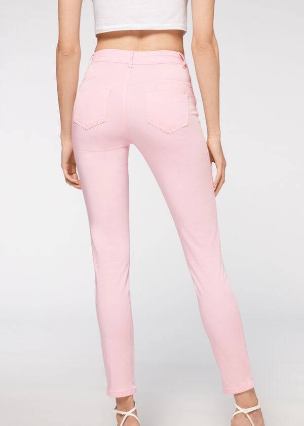 Calzedonia Eco Light Push Up Denim Donna Jeans Rosa | IT2579UT