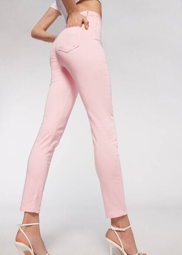 Calzedonia Eco Light Push Up Denim Donna Jeans Rosa | IT2579UT