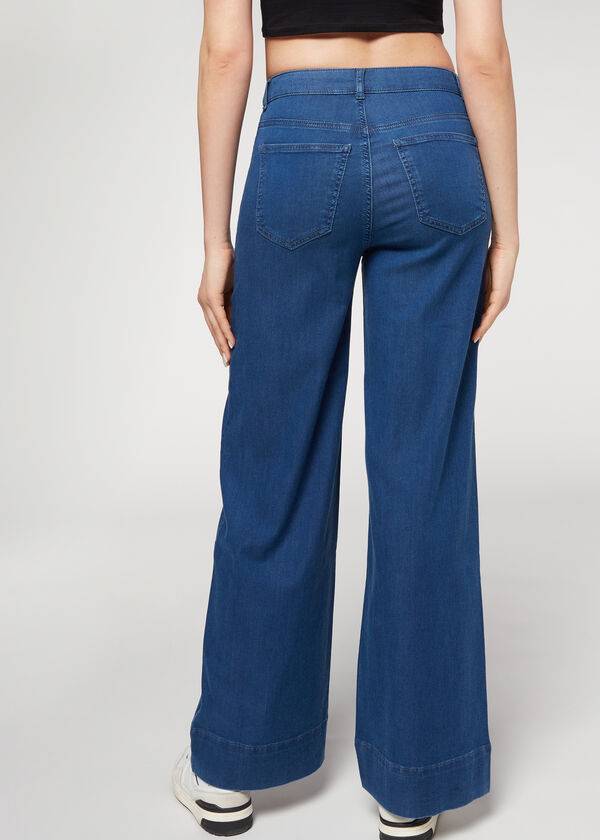 Calzedonia Eco Palazzo Donna Jeans Blu Marino | IT2587NB