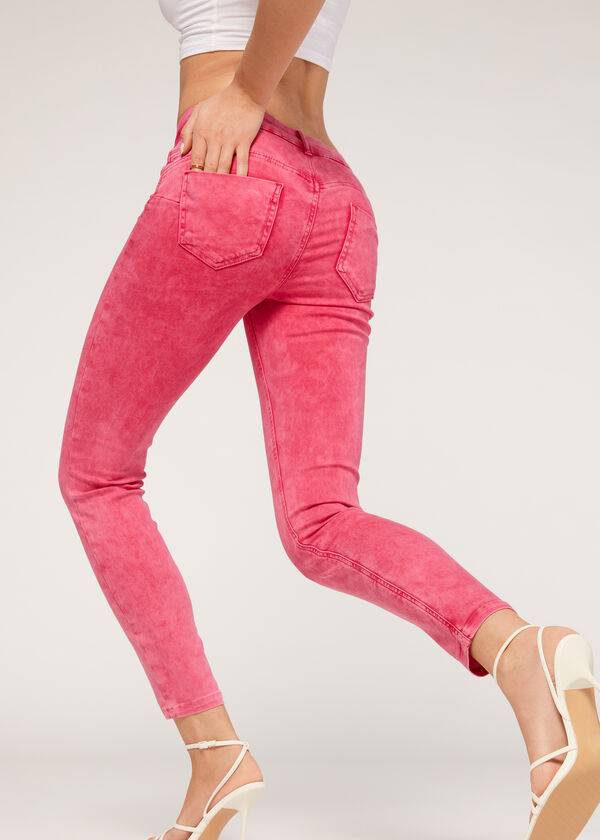 Calzedonia Faded Magro Push-Up Donna Jeans Rosa | IT2589VD