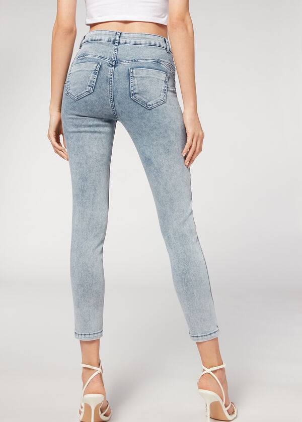 Calzedonia Faded Magro Push-Up Donna Jeans Blu | IT2590CE