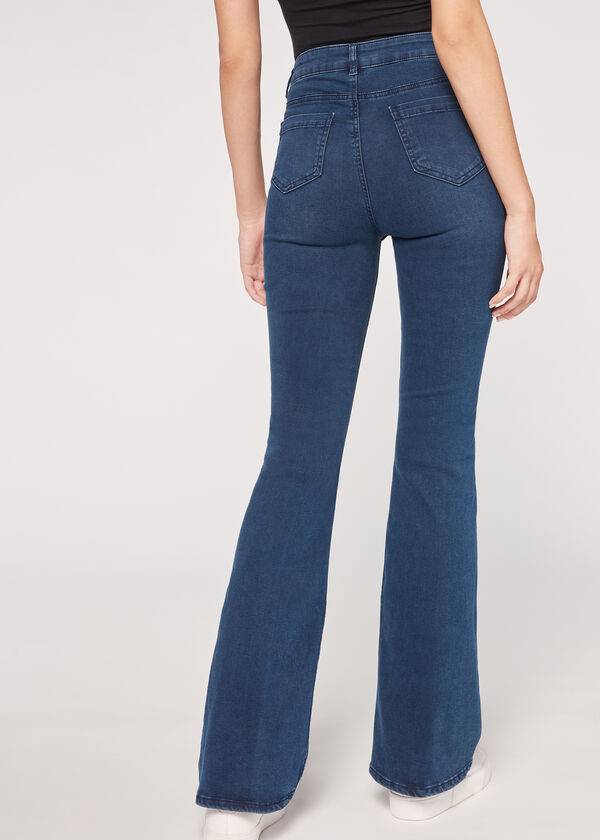 Calzedonia Flared Donna Jeans Blu | IT2593LH