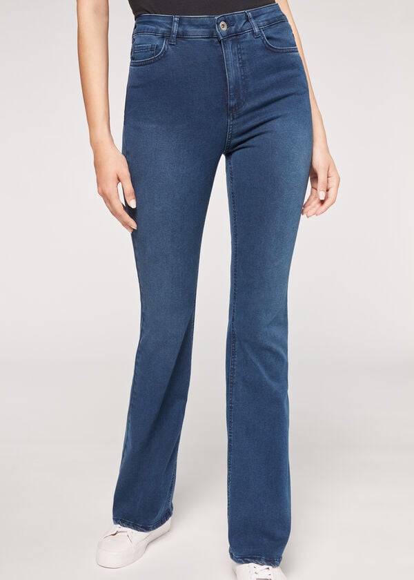 Calzedonia Flared Donna Jeans Blu | IT2593LH