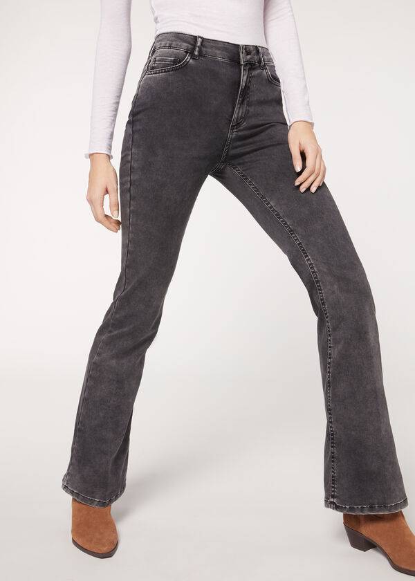 Calzedonia Flared Donna Jeans Grigie | IT2595JJ