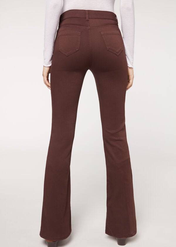 Calzedonia Flared Donna Jeans Marroni | IT2596HK