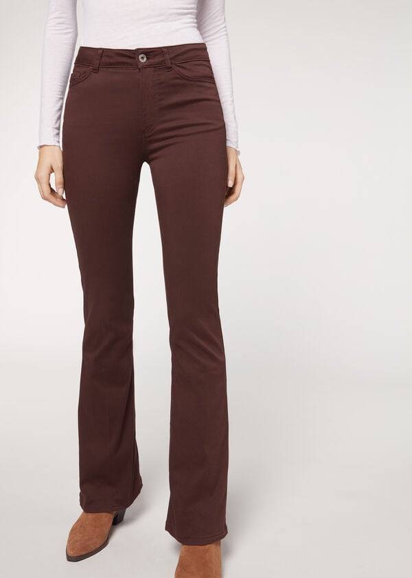 Calzedonia Flared Donna Jeans Marroni | IT2596HK