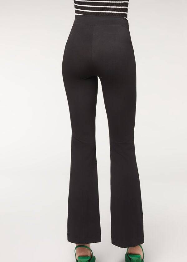 Calzedonia Flared in Supima Ultra Light Cotone Donna Pantaloni Nere | IT2731VD