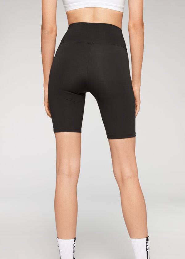 Calzedonia Ginnastica Bike Donna Leggings Nere | IT2621JJ