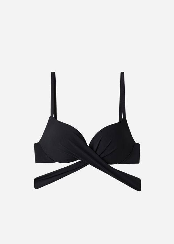 Calzedonia Graduated Imbottito Push Up Indonesia Donna Top Bikini Nere | IT1720UT