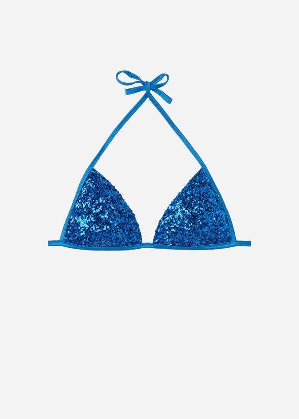 Calzedonia Graduated Imbottito Triangle Cannes Donna Top Bikini Blu | IT1735CE