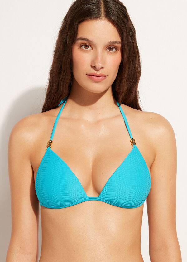 Calzedonia Graduated Imbottito Triangle Casablanca Donna Top Bikini Verde Acqua | IT1738NB