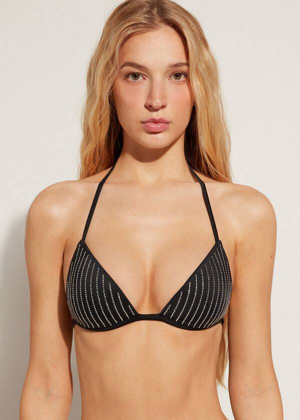 Calzedonia Graduated Imbottito Triangle Shanghai Donna Top Bikini Nere | IT1746UT