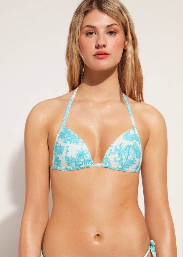 Calzedonia Graduated Imbottito Triangle Sorrento Donna Top Bikini Blu | IT1750AP