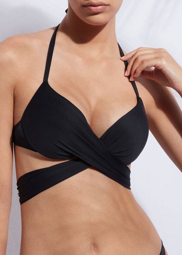 Calzedonia Graduated Push-Up Indonesia Donna Top Bikini Nere | IT1753FM