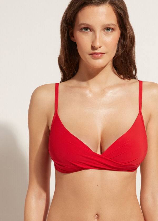 Calzedonia Graduated Soft Crisscross Imbottito Triangle Indonesia Donna Top Bikini Rosse | IT1759ZG