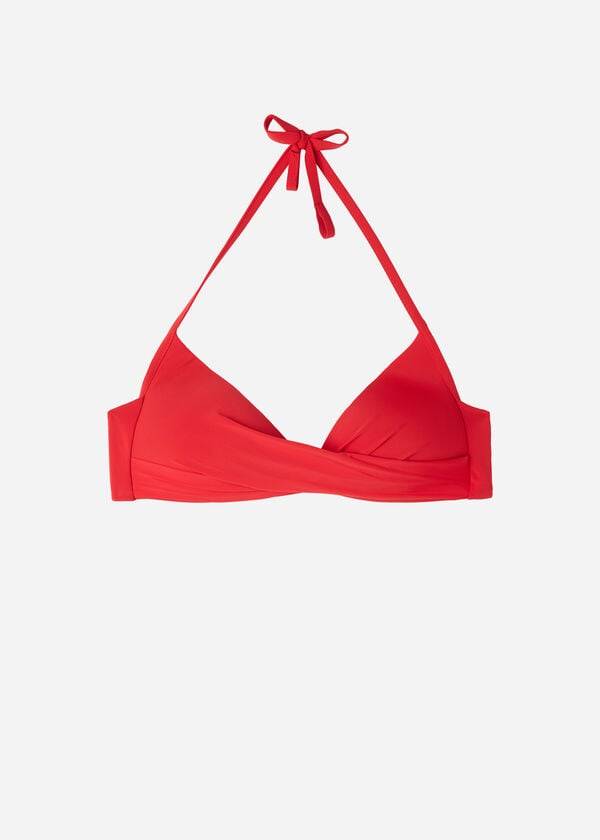 Calzedonia Graduated Soft Crisscross Imbottito Triangle Indonesia Donna Top Bikini Rosse | IT1759ZG