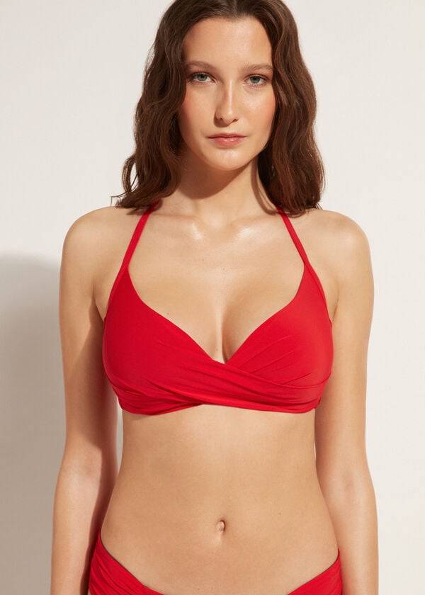 Calzedonia Graduated Soft Crisscross Imbottito Triangle Indonesia Donna Top Bikini Rosse | IT1759ZG