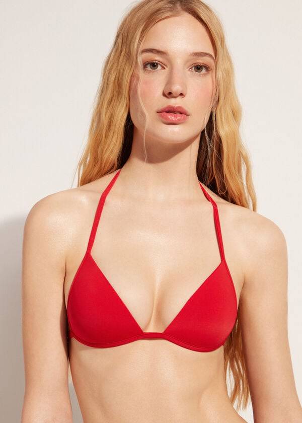 Calzedonia Graduated Soft Imbottito Triangle Indonesia Donna Top Bikini Rosse | IT1765MA