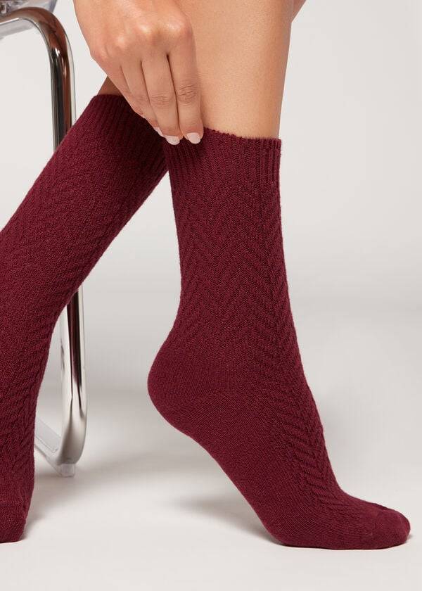 Calzedonia Herringbone Cashmere Corta Donna Calzini Bordeaux | IT2444SO