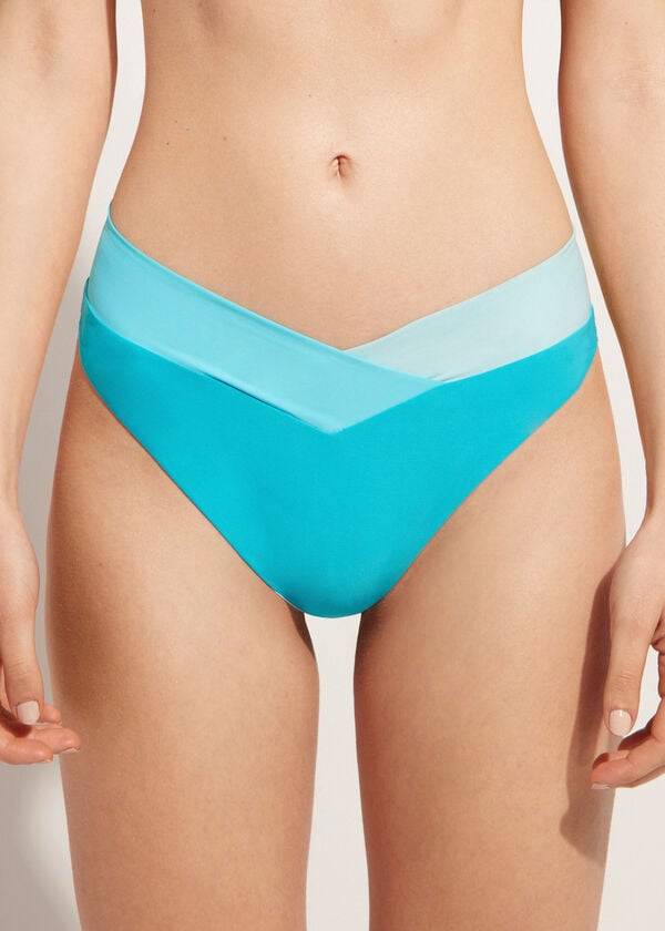 Calzedonia High-Cut Brazilian Azzorre Donna Slip Bikini Verde Acqua Verdi | IT1439SO