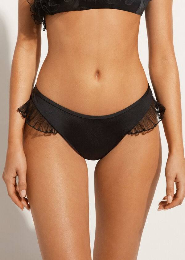 Calzedonia High Cut Brazilian Singapore Donna Slip Bikini Nere | IT1393KI