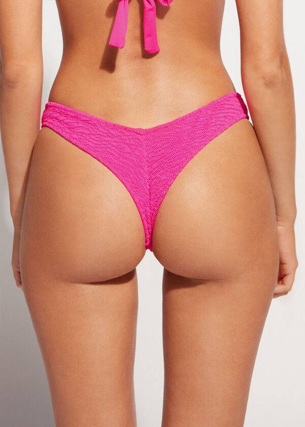 Calzedonia High Cut V-shaped Brazilian Miami Donna Slip Bikini Rosa | IT1399BC