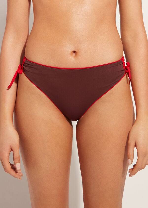 Calzedonia High-Vita Drawstring Indonesia Donna Slip Bikini Rosse | IT1459YU