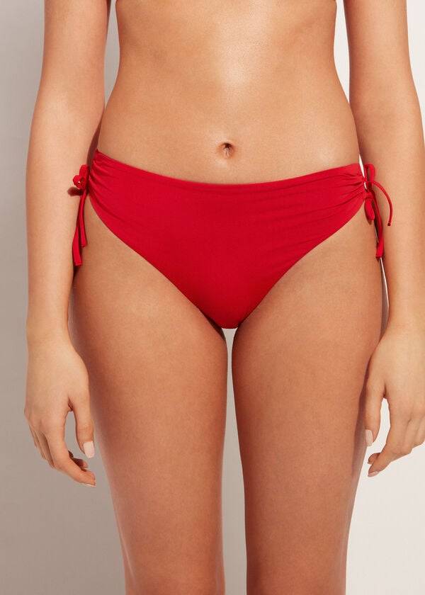 Calzedonia High-Vita Drawstring Indonesia Donna Slip Bikini Rosse | IT1459YU