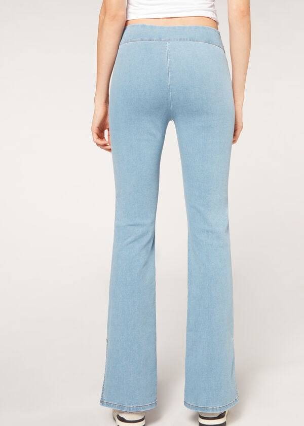 Calzedonia High-Vita Flared in Denim with Slits Donna Jeans Blu | IT2599DN