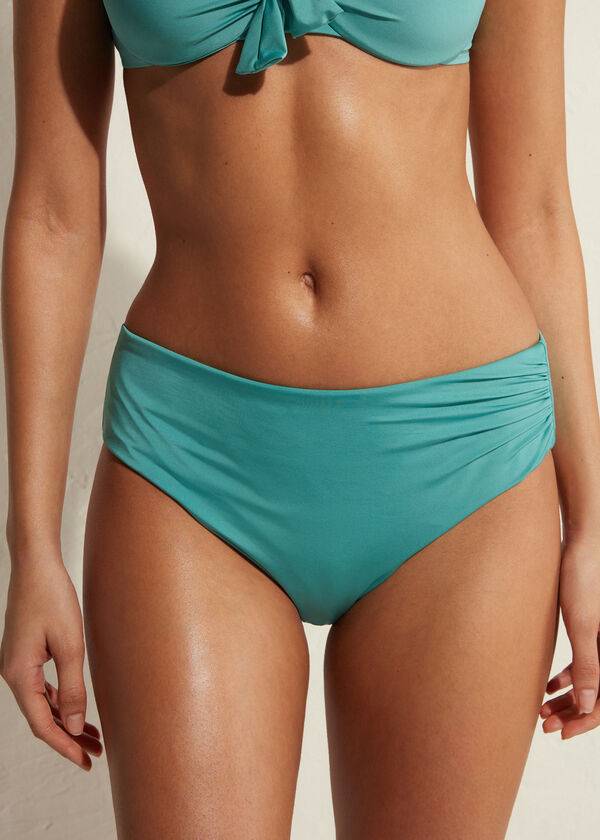 Calzedonia High Vita Indonesia Eco Donna Slip Bikini Verde Acqua | IT1426NB