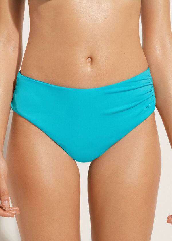 Calzedonia High Vita Indonesia Eco Donna Slip Bikini Verde Acqua Verdi | IT1433YU