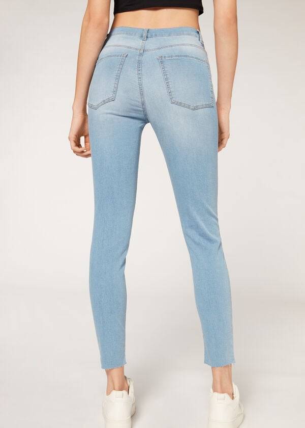 Calzedonia High-Vita Magro Donna Jeans Blu | IT2603OR