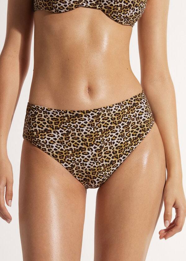 Calzedonia High Vita Malindi Donna Slip Bikini Marroni | IT1435IS