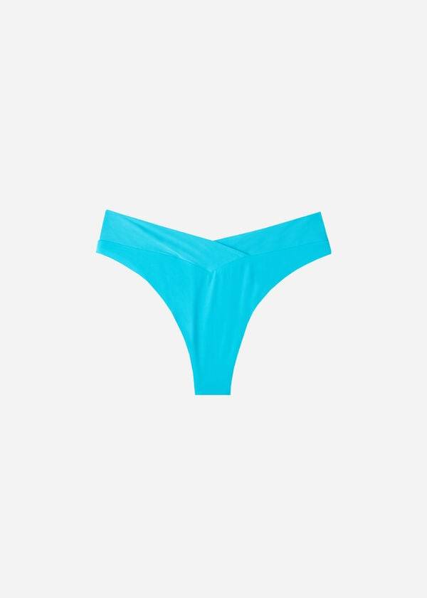 Calzedonia High-Vita V-Cut Brazilian Indonesia Donna Slip Bikini Verde Acqua | IT1464AP