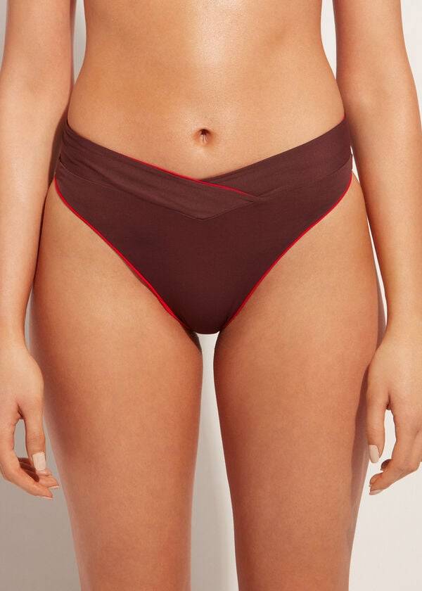 Calzedonia High-Vita V-Cut Brazilian Indonesia Donna Slip Bikini Rosse | IT1465SO