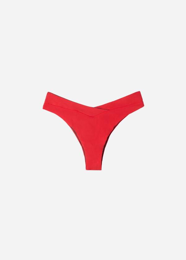 Calzedonia High-Vita V-Cut Brazilian Indonesia Donna Slip Bikini Rosse | IT1465SO