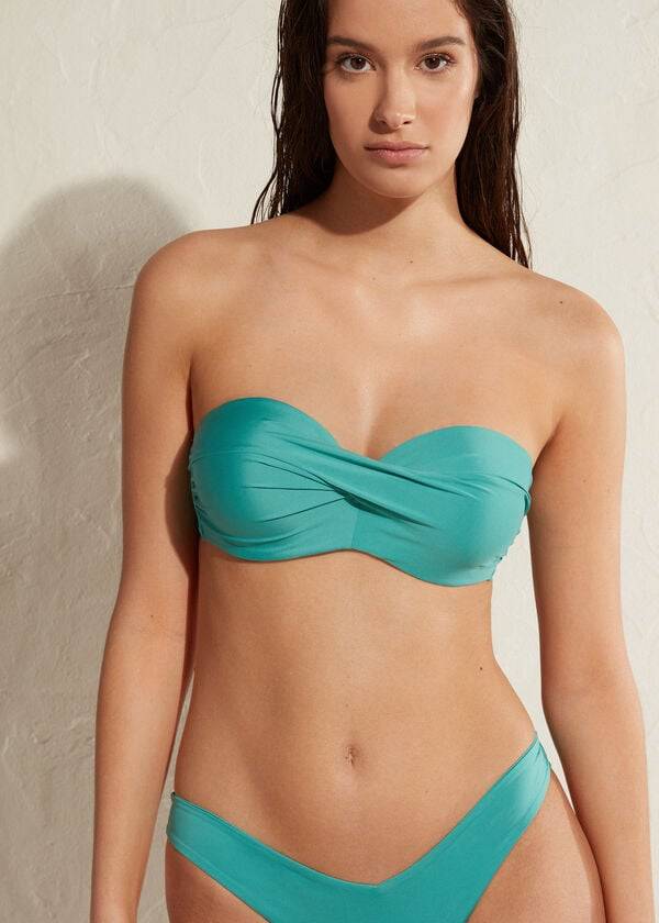 Calzedonia Imbottito Bandeau Indonesia Donna Top Bikini Verde Acqua | IT1787CE