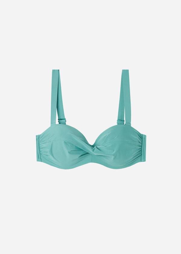 Calzedonia Imbottito Bandeau Indonesia Donna Top Bikini Verde Acqua | IT1787CE