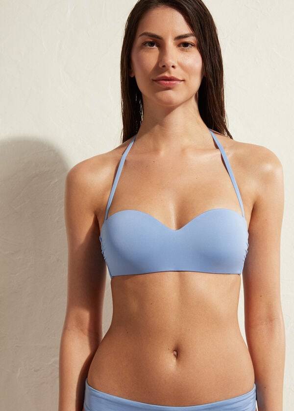 Calzedonia Imbottito Bandeau Indonesia Eco Donna Top Bikini Blu | IT1794EX