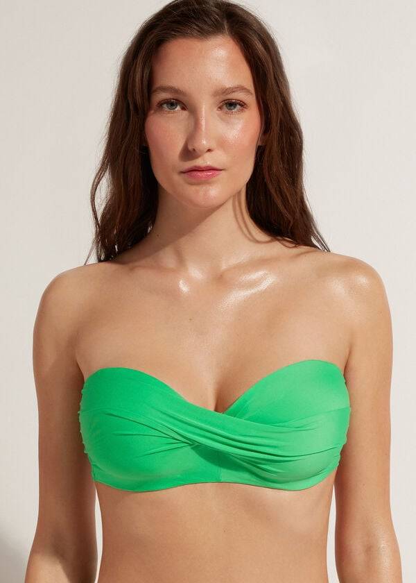 Calzedonia Imbottito Bandeau Indonesia Eco cobey Donna Top Bikini Verdi | IT1799IS