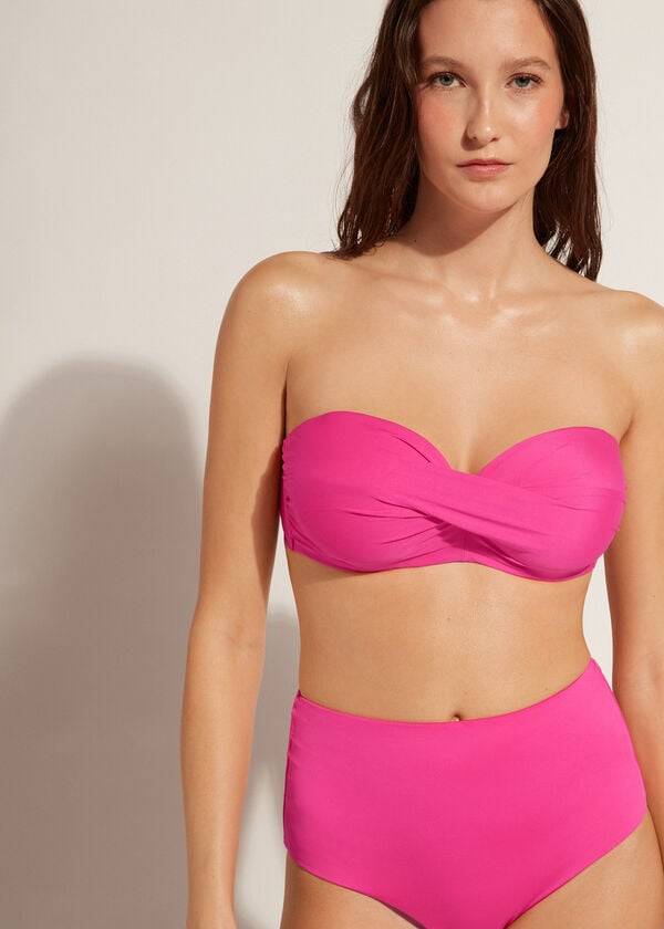 Calzedonia Imbottito Bandeau Indonesia Eco cobey Donna Top Bikini Rosa | IT1800OR