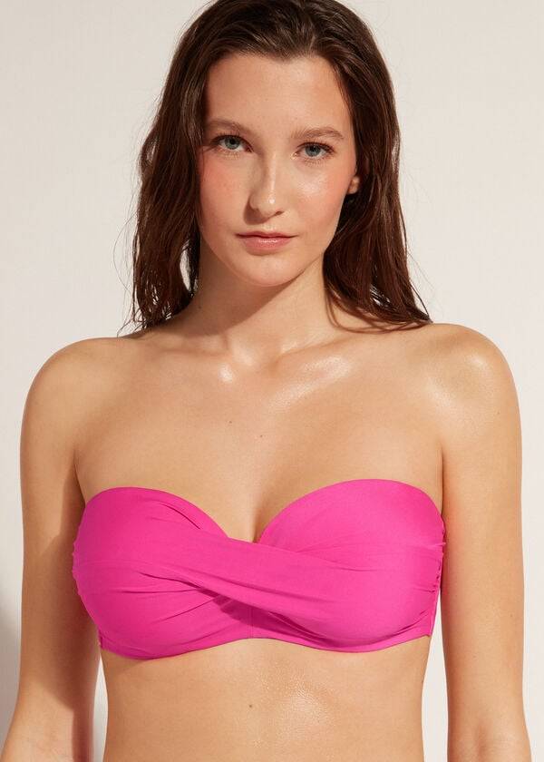 Calzedonia Imbottito Bandeau Indonesia Eco cobey Donna Top Bikini Rosa | IT1800OR