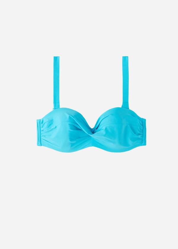 Calzedonia Imbottito Bandeau Indonesia Strapless Donna Top Bikini Verde Acqua | IT1811ZG