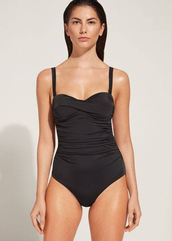 Calzedonia Imbottito One-Piece Roma Donna Costumi Da Bagno Nere | IT2185RW